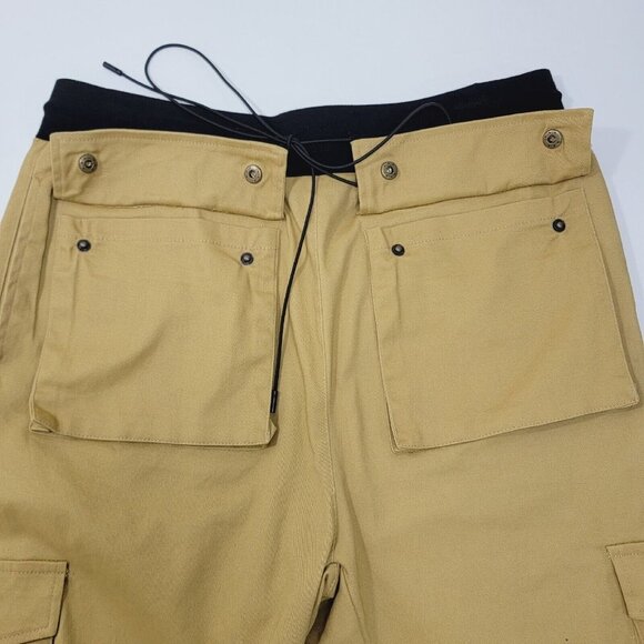 Grindhouse Denim Mens Cargo Shorts Size Large Tan Khaki Drawstring Waist Stretch - Picture 4 of 13